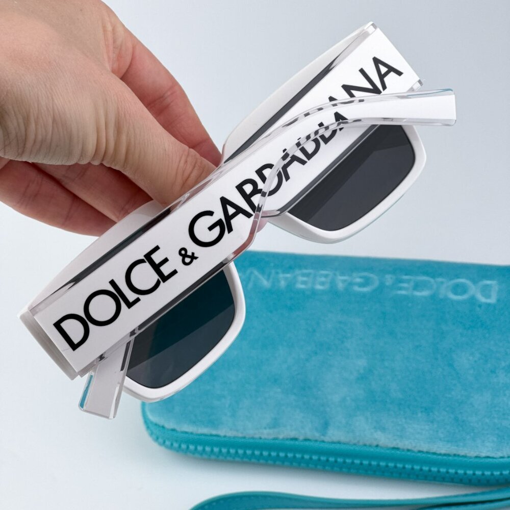 D&G DG6184 331287 BRAND NEW Sunglasses White Dark Grey Square Unisex - Picture 3 of 11